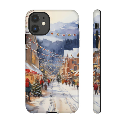 Bustling Victorian Christmas Market - Impact Resistant Phone Case iPhone 11 Glossy